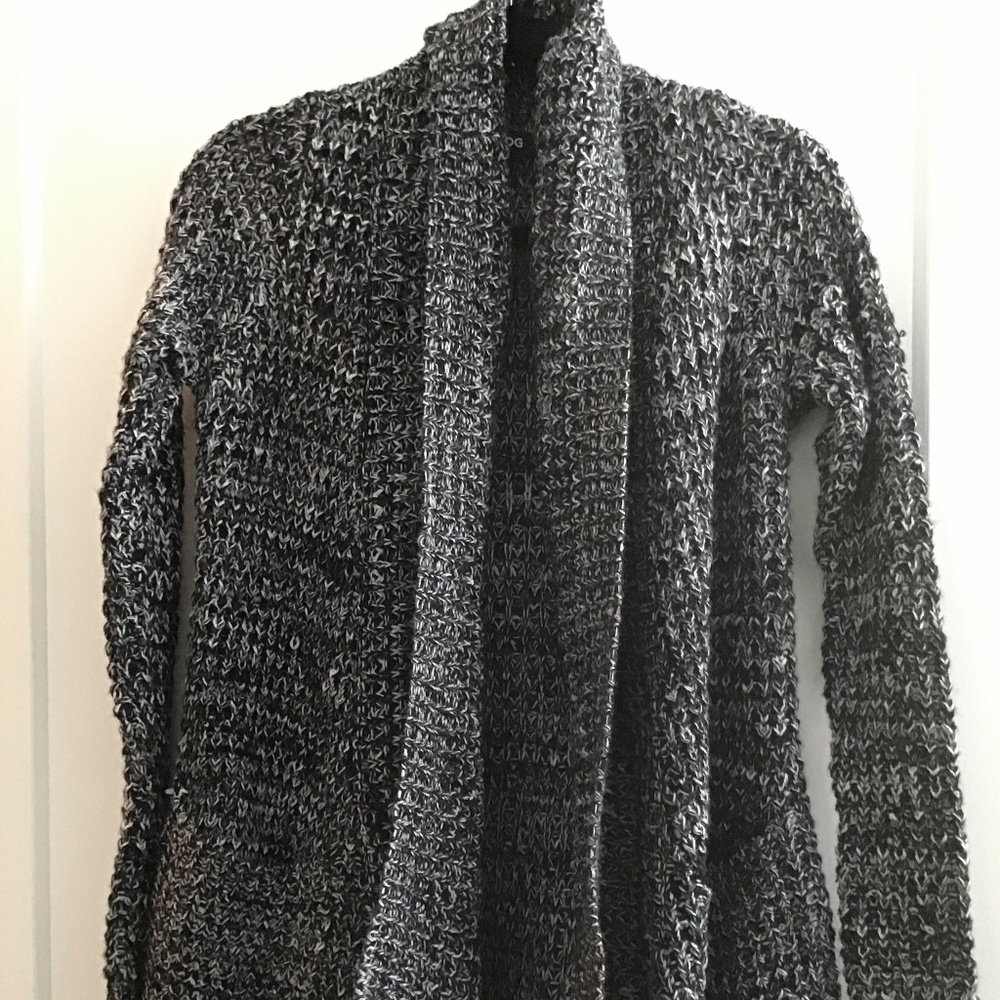 Black and white cardigan drape sweater